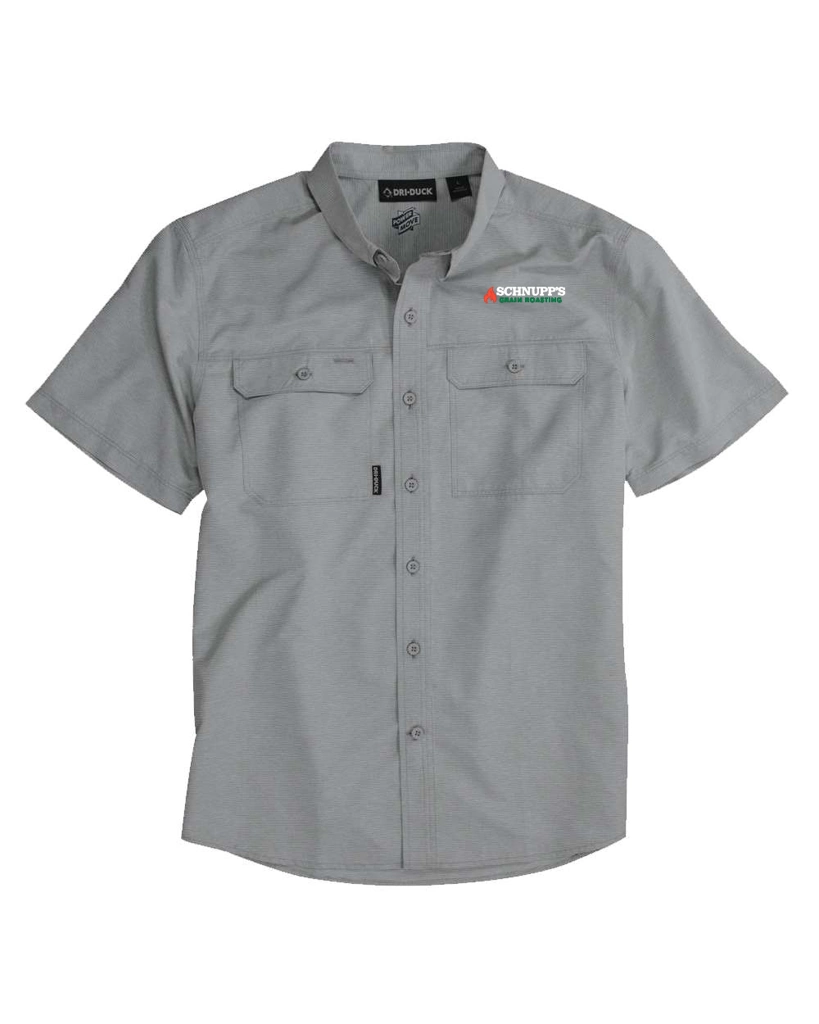 Variant Image for 4445 - DRI DUCK Men's Crossroad Woven Short Sleeve Shirt - SGR LC/Sleeve - White 4C E - Website Schnupp's Grain Roasting