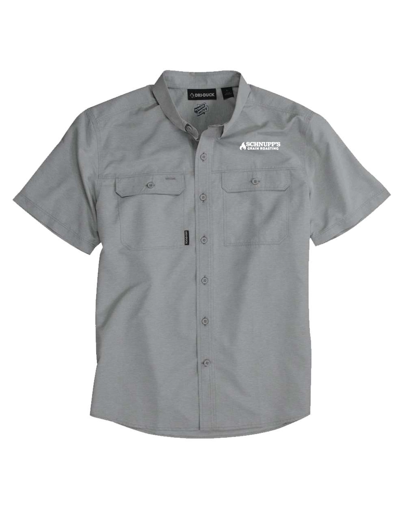 Variant Image for 4445 - DRI DUCK Men's Crossroad Woven Short Sleeve Shirt - SGR - LC/Sleeve - White 1C - E - Website Schnupp's Grain Roasting