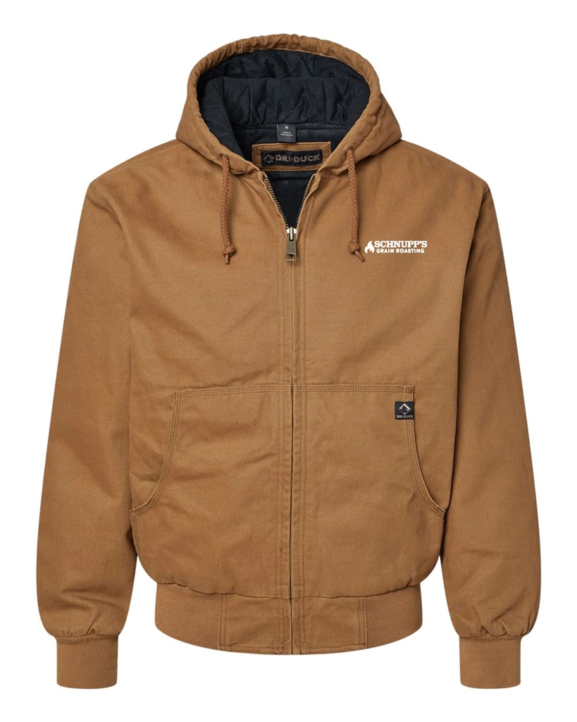 Variant Image for 5020 - DRI DUCK Men's Cheyenne Boulder Cloth™ Hooded Jacket with Tricot Quilt Lining - SGR - LC/Sleeve - White 1C - E - Website Schnupp's Grain Roasting