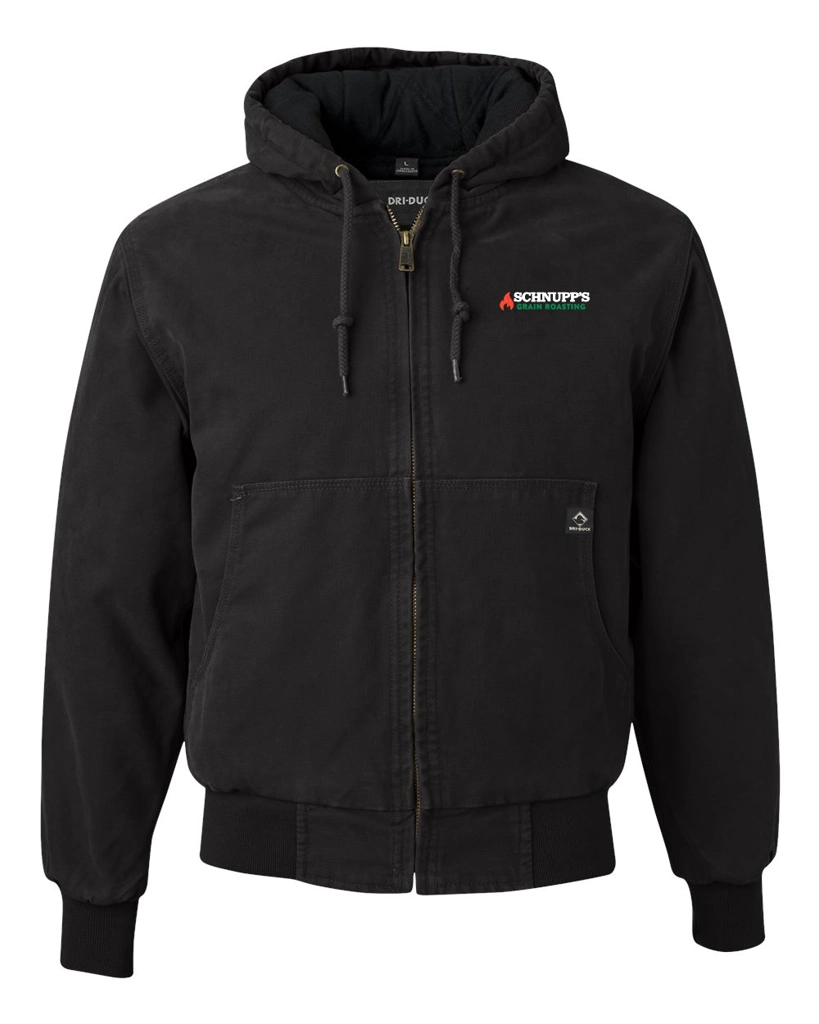 Variant Image for 5020T - DRI DUCK Men's Tall Cheyenne Boulder Cloth™ Hooded Jacket with Tricot Quilt Lining - SGR LC/Sleeve - White 4C E - Website Schnupp's Grain Roasting