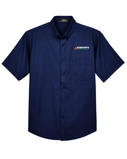 Variant Image for 88194T - CORE365 Men's Tall Optimum Short Sleeve Twill Dress Shirt - SGR LC/Sleeve - White 4C E - Website Schnupp's Grain Roasting
