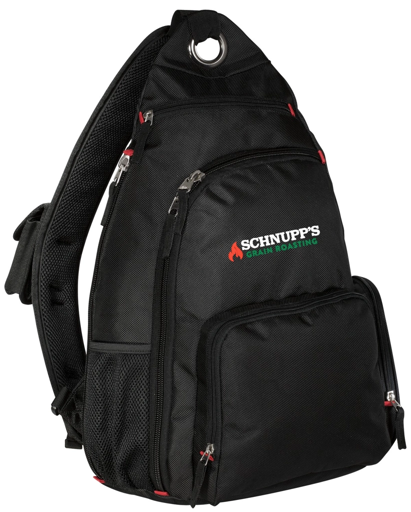 Variant Image for BG112 - Port Authority® Sling Pack - SGR LC/Sleeve - White 4C E - Website Schnupp's Grain Roasting