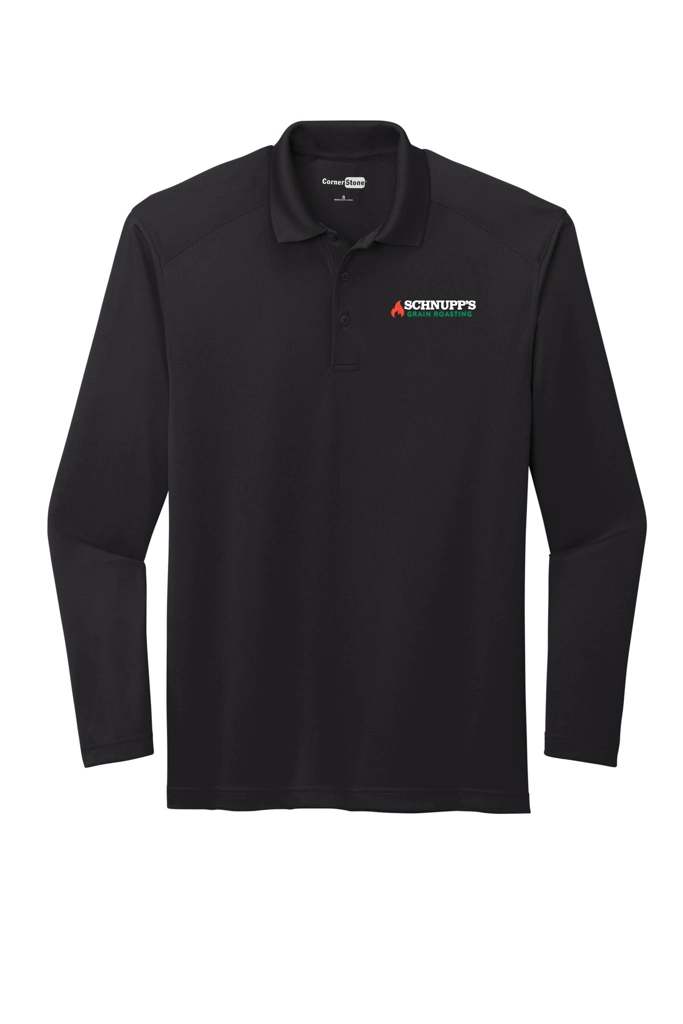 Variant Image for CS418LS  - CornerStone® Select Lightweight Snag-Proof Long Sleeve Polo - SGR LC/Sleeve - White 4C E - Website Schnupp's Grain Roasting