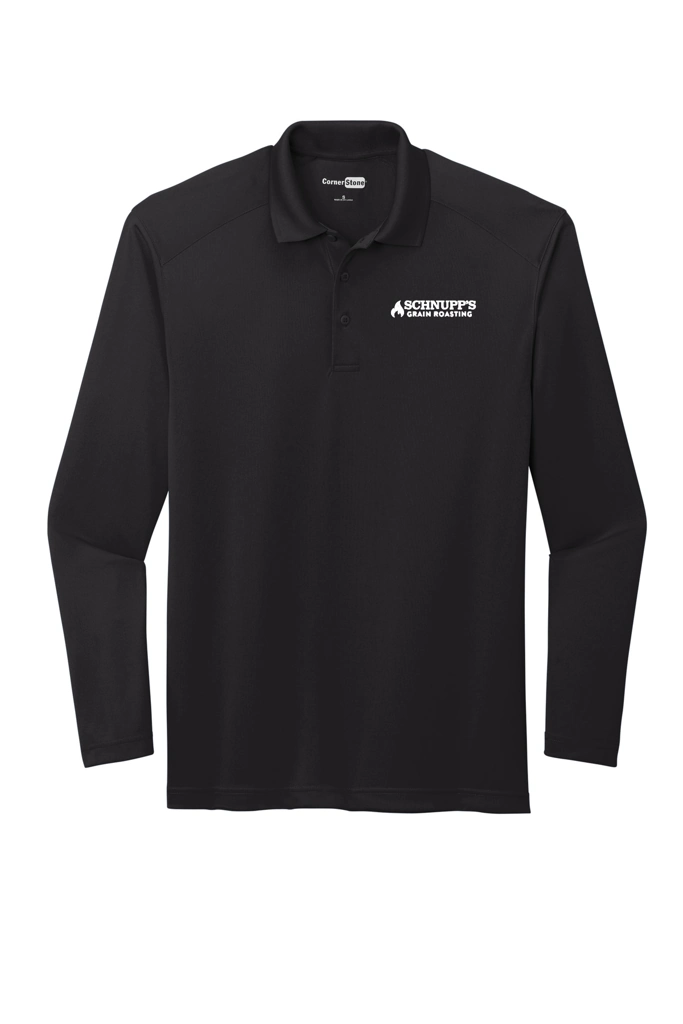 Variant Image for CS418LS  - CornerStone® Select Lightweight Snag-Proof Long Sleeve Polo - SGR - LC/Sleeve - White 1C - E - Website Schnupp's Grain Roasting