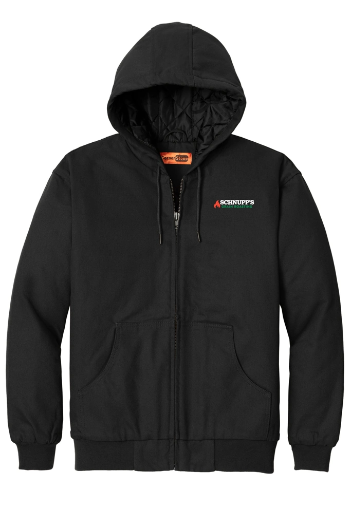 Variant Image for J763H - CornerStone® Duck Cloth Hooded Work Jacket - SGR LC/Sleeve - White 4C E - Website Schnupp's Grain Roasting