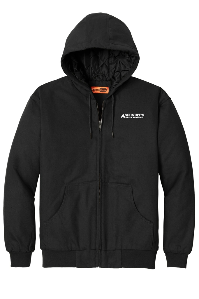 Variant Image for J763H - CornerStone® Duck Cloth Hooded Work Jacket - SGR - LC/Sleeve - White 1C - E - Website Schnupp's Grain Roasting