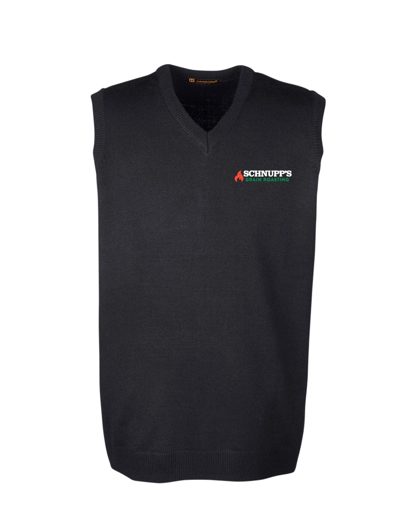 Variant Image for M415 - Harriton Men's Pilbloc™ V-Neck Sweater Vest - SGR LC/Sleeve - White 4C E - Website Schnupp's Grain Roasting