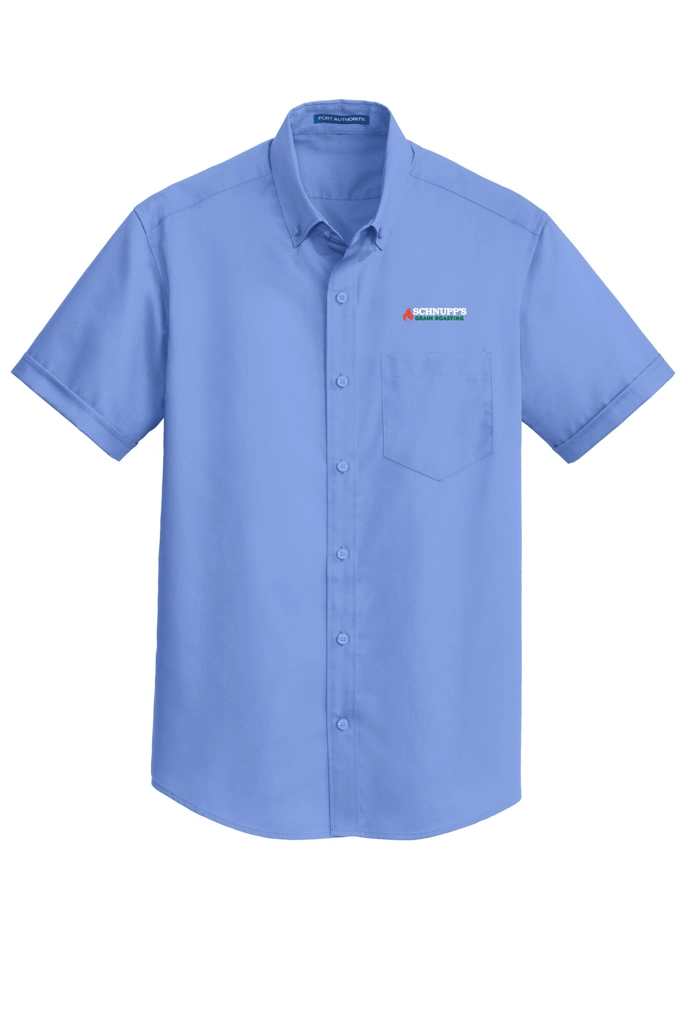 Variant Image for S664 - Port Authority® Short Sleeve SuperPro™ Twill Shirt - SGR LC/Sleeve - White 4C E - Website Schnupp's Grain Roasting
