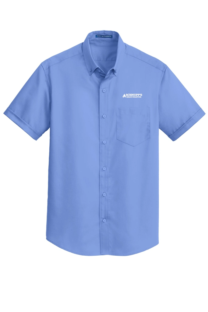 Variant Image for S664 - Port Authority® Short Sleeve SuperPro™ Twill Shirt - SGR - LC/Sleeve - White 1C - E - Website Schnupp's Grain Roasting