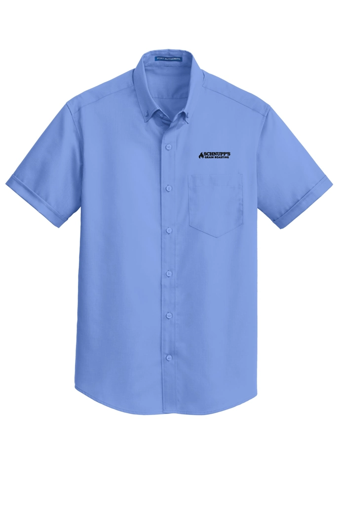 Variant Image for S664 - Port Authority® Short Sleeve SuperPro™ Twill Shirt - SGR - LC/Sleeve - Black 1C - E - Website Schnupp's Grain Roasting