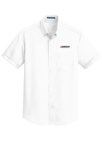Variant Image for S664 - Port Authority® Short Sleeve SuperPro™ Twill Shirt - SGR LC/Sleeve - Black 4C - E - Website Schnupp's Grain Roasting