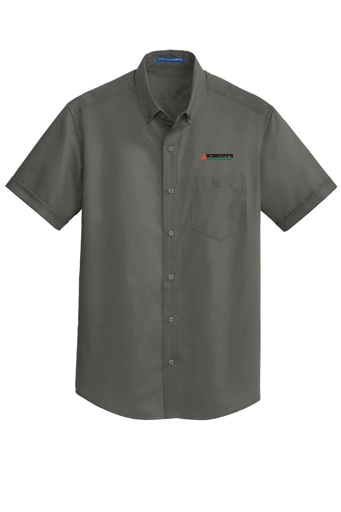 Variant Image for S664 - Port Authority® Short Sleeve SuperPro™ Twill Shirt - SGR LC/Sleeve - Black 4C - E - Website Schnupp's Grain Roasting