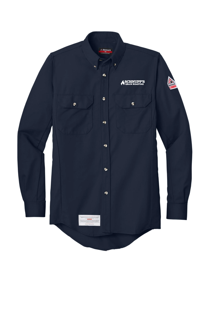 Variant Image for SLU2 Bulwark® EXCEL FR® ComforTouch® Dress Uniform Shirt - SGR - LC/Sleeve - White 1C - E - Website Schnupp's Grain Roasting