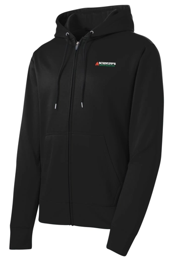 Variant Image for ST238 - Sport-Tek® Sport-Wick® Fleece Full-Zip Hooded Jacket. - SGR LC/Sleeve - White 4C E - Website Schnupp's Grain Roasting