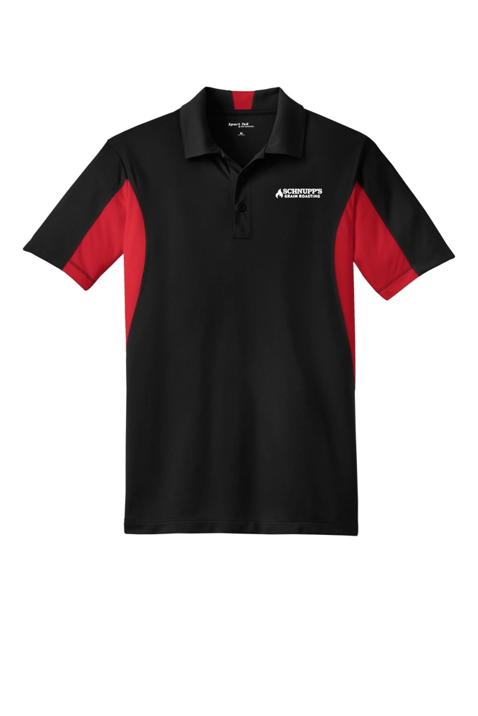 Variant Image for TST655 - Sport-Tek® Tall Side Blocked Micropique Sport-Wick® Polo - SGR - LC/Sleeve - White 1C - E - Website Schnupp's Grain Roasting