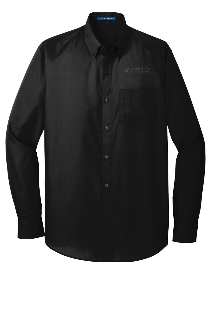 Variant Image for W100 - Port Authority® Long Sleeve Carefree Poplin Shirt - SGR -Tone on Tone E - Website Schnupp's Grain Roasting