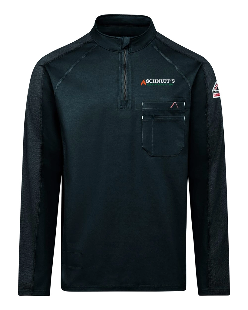 Variant Image for STZ2 - BULWARK Men's Flex Knit Quarter-Zip Pullover - SGR LC/Back - White 4C - D - Website Schnupp's Grain Roasting