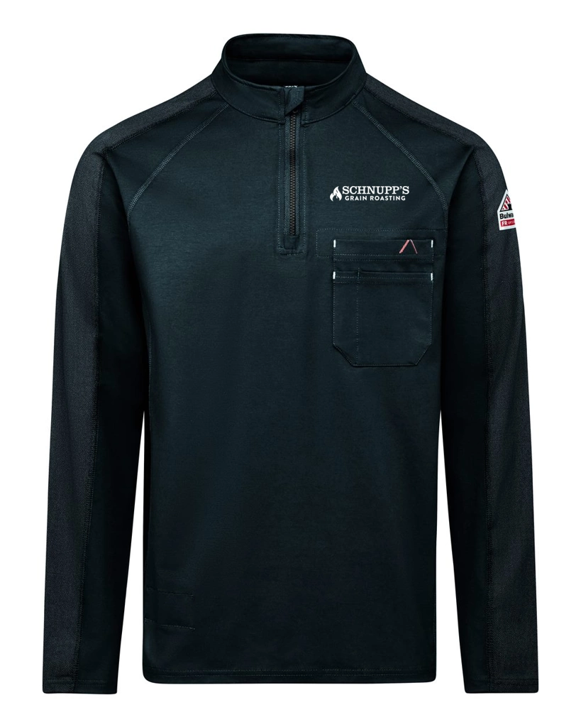 Variant Image for STZ2 - BULWARK Men's Flex Knit Quarter-Zip Pullover - SGR LC/Back - White 1C - D - Website Schnupp's Grain Roasting