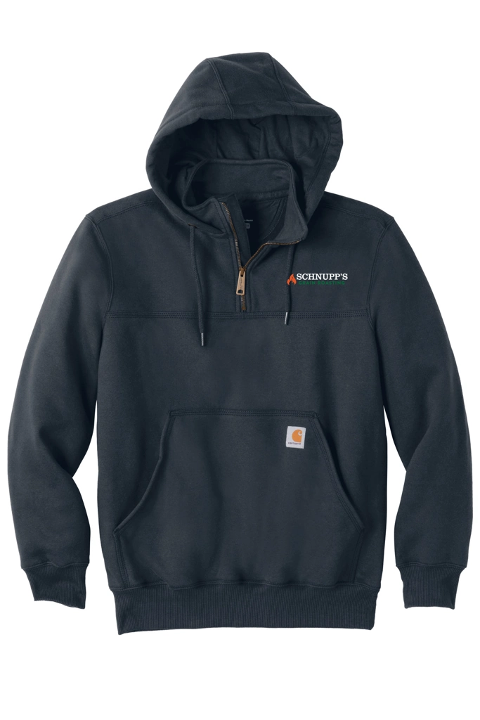 Variant Image for CT100617 - Carhartt® Rain Defender® Paxton Heavyweight Hooded Zip Mock Sweatshirt - SGR LC/Back - White 4C - D - Website Schnupp's Grain Roasting
