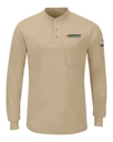 Variant Image for SML8 - Bulwark Men's Long Sleeve Henley - SGR LC/Sleeve - Black 4C - E - Website Schnupp's Grain Roasting