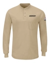 Variant Image for SML8 - Bulwark Men's Long Sleeve Henley - SGR - LC/Sleeve - Black 1C - E - Website Schnupp's Grain Roasting