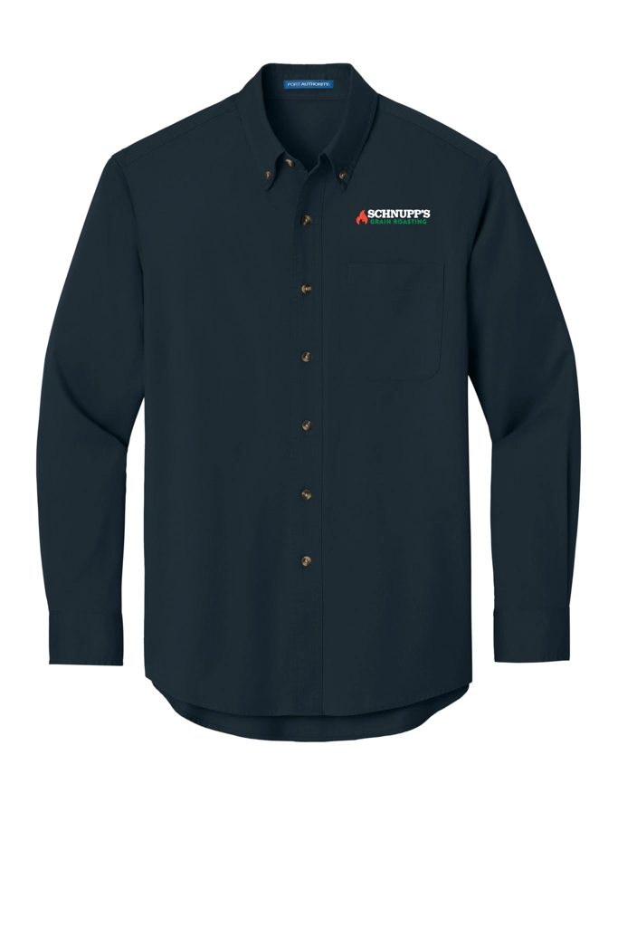 Variant Image for S600T - Port Authority® Long Sleeve Twill Shirt - SGR LC/Sleeve - White 4C E - Website Schnupp's Grain Roasting
