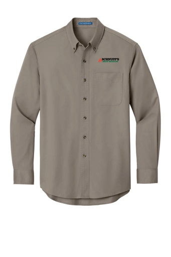 Variant Image for S600T - Port Authority® Long Sleeve Twill Shirt - SGR LC/Sleeve - Black 4C - E - Website Schnupp's Grain Roasting