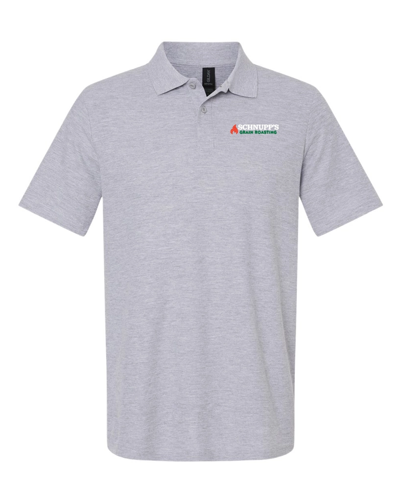 Variant Image for 64800 - Gildan® Softstyle® Pique Polo - SGR LC/Sleeve - White 4C E - Website Schnupp's Grain Roasting
