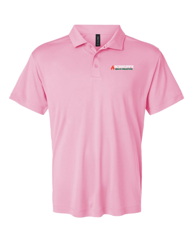 Variant Image for 41800 - AllPro Men's Pro-Lock Performance Polo - SGR LC/Sleeve - White 4C E - Website Schnupp's Grain Roasting
